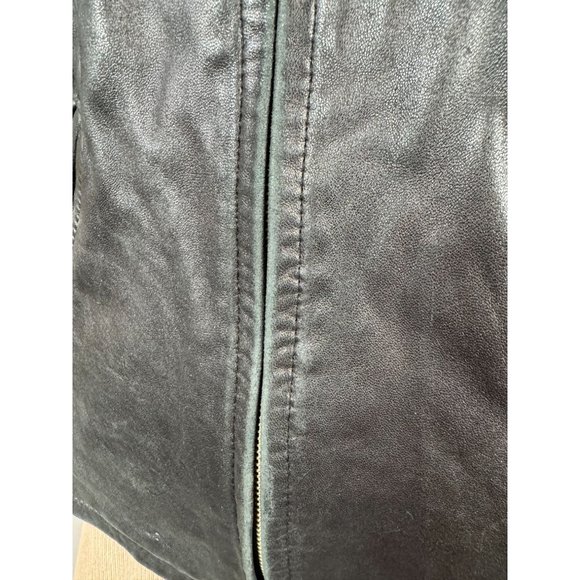 Laura Leigh Vintage Leather Biker Jacket Size Large Black Zip Front and Pockets - Picture 11 of 16